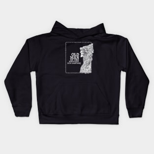 Old Man of the Mountain New Hampshire naturally formed granite profile Kids Hoodie